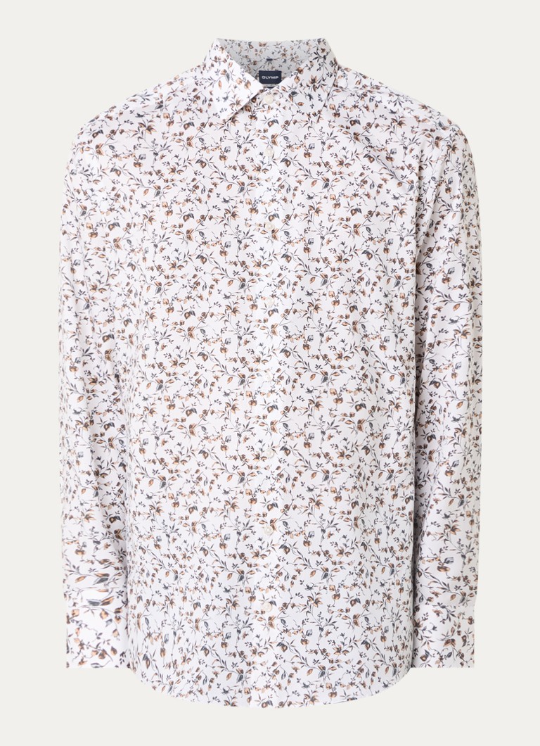 Olymp Heren Luxor regular fit overhemd met bloemenprint in de kleur Wit, maat: 41