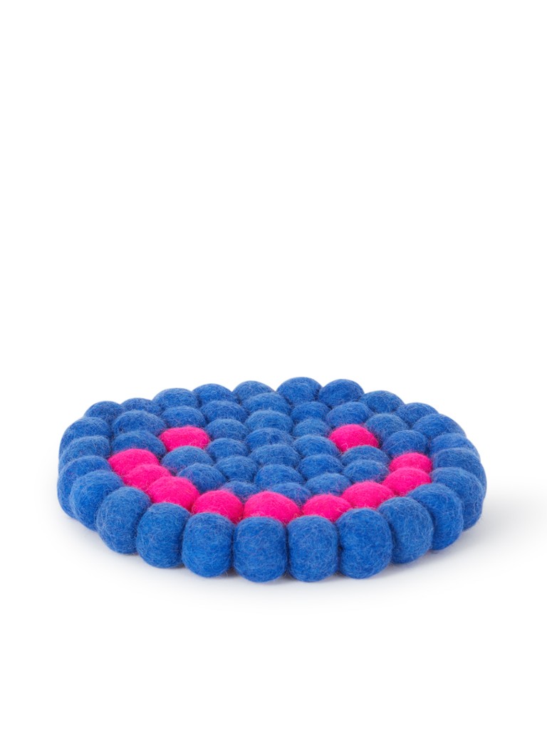 Aveva Pannenonderzetter van wol met print Blauw - Deal