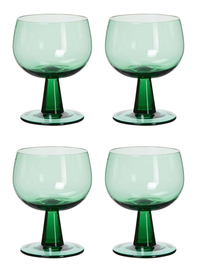 HKliving The Emerlads laag wijnglas set van 4 Donkergroen - Deal