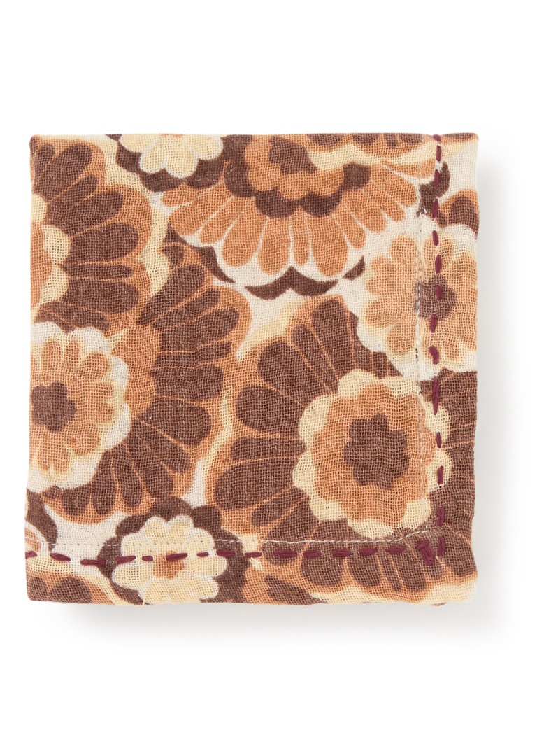 HKliving Floral Vintage servet 30 x 30 cm set van 2 Bruin - Deal