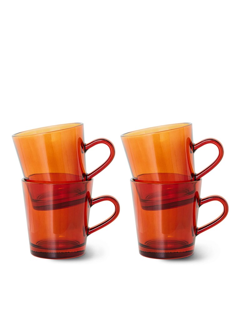 HKliving 70's Glassware koffieglas 23 cl set van 4 Bruin - Deal