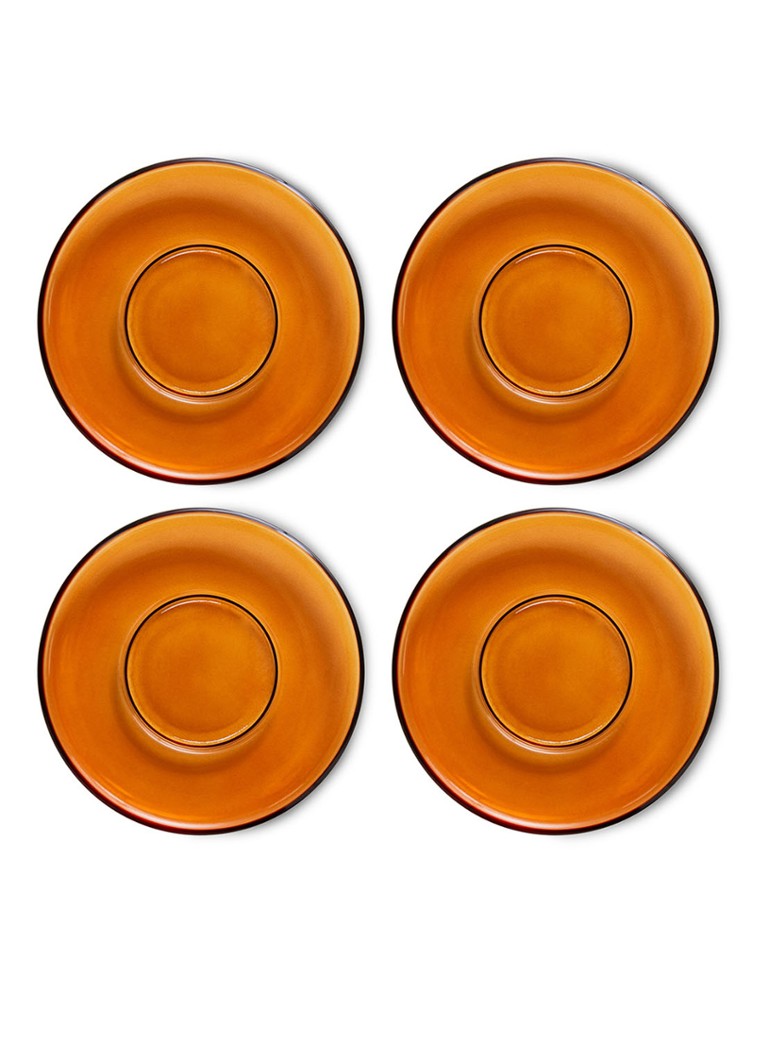 HKliving 70's Glassware schotel set van 4 Bruin - Deal