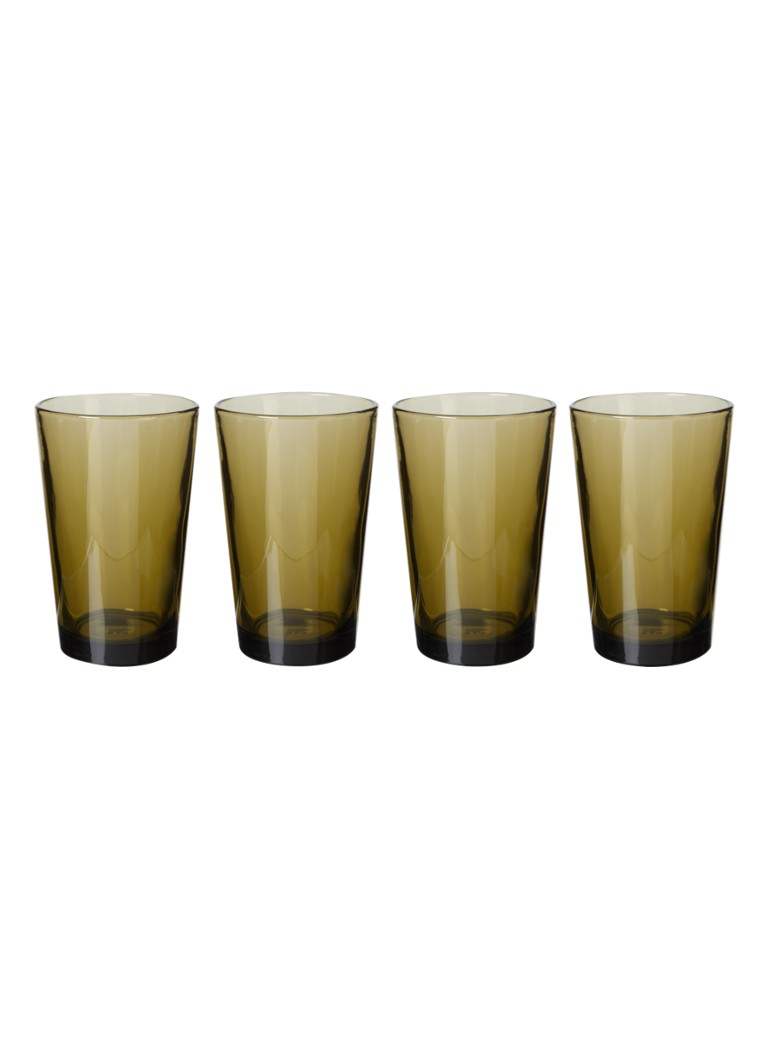 HKliving 70s Glassware theeglas 43 cl set van 4 Bruin - Deal