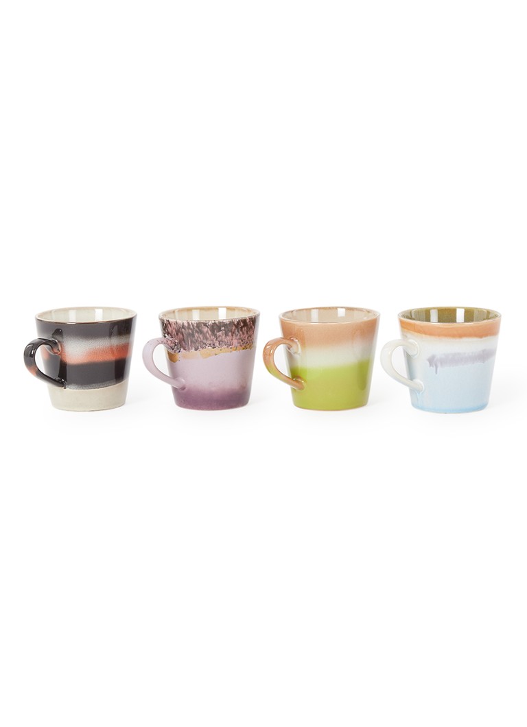 HKliving Solid cappuccinokopje 30 cl set van 4 Multicolor - Deal