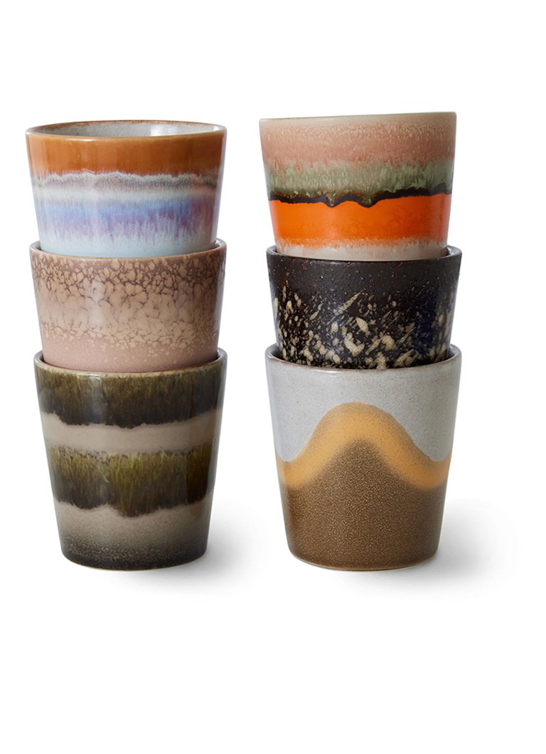 HKliving Elements koffiekopje 23 cl set van 6 Multicolor - Deal
