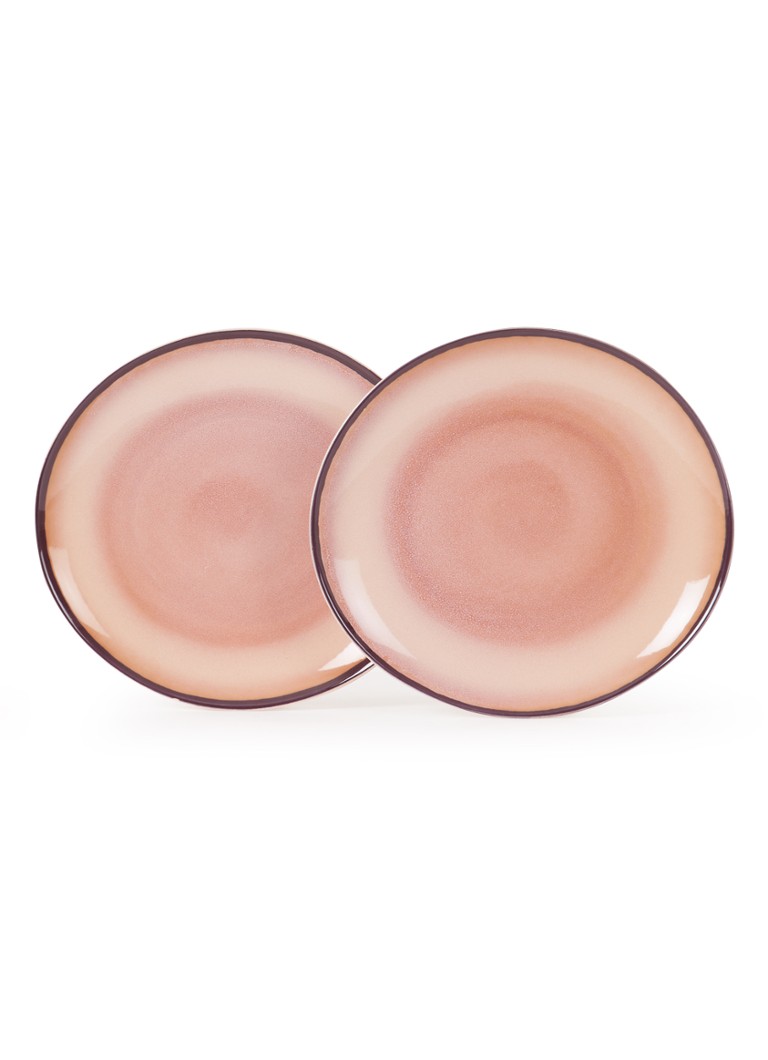 HKliving 70's Bedrock dinerbord 29 cm set van 2 Roze - Deal