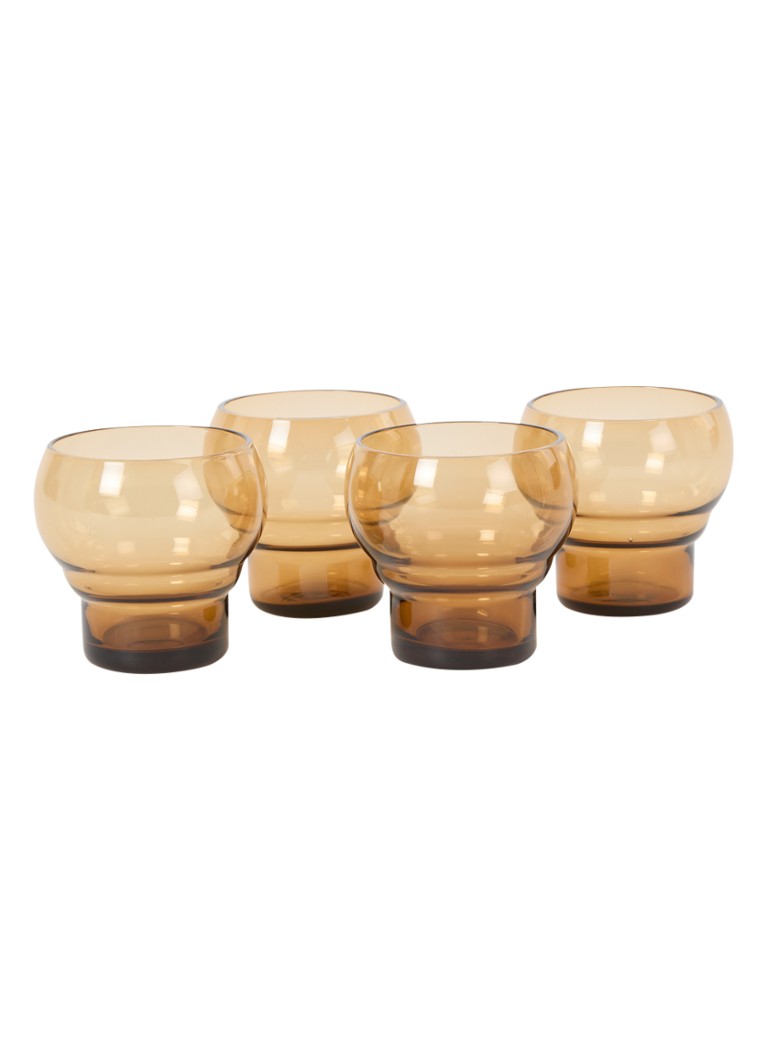 HKliving 70's Glassware cocktailglas 27 cl set van 4 Roestbruin - Deal