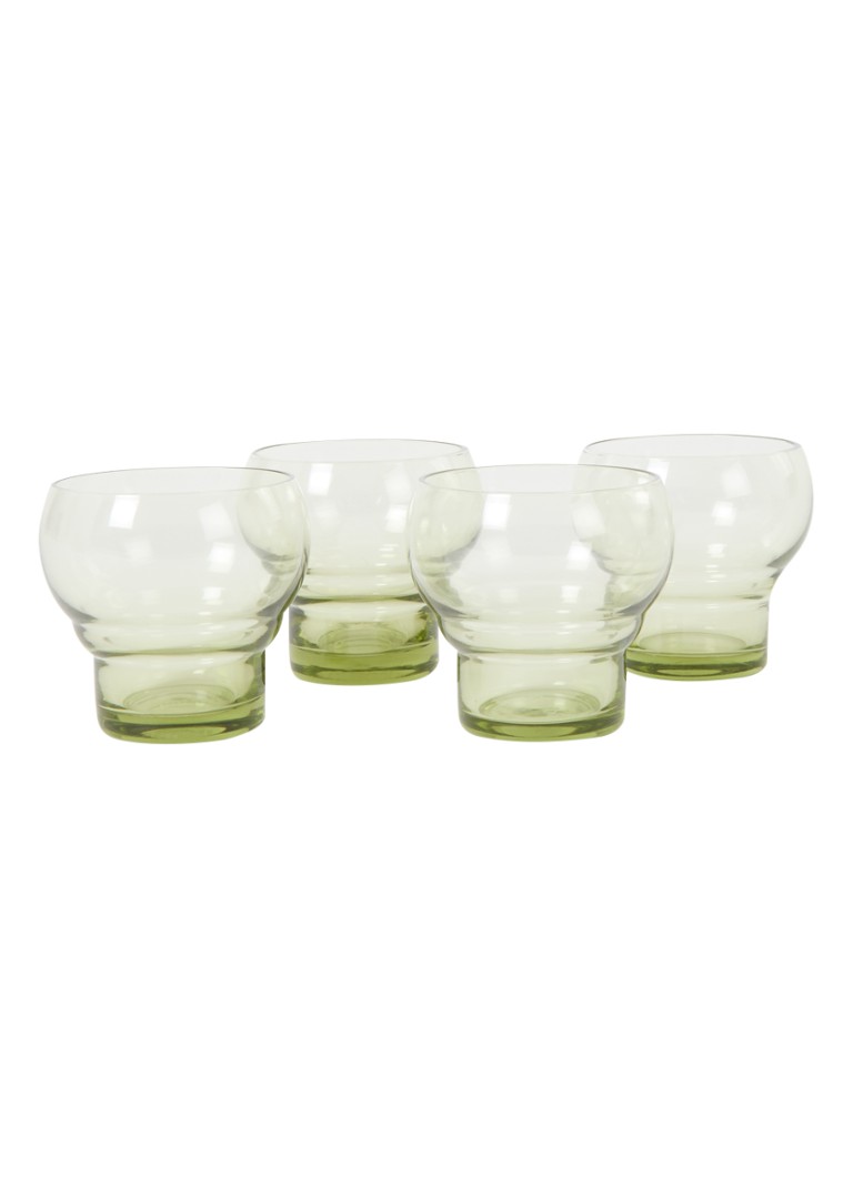 HKliving 70's Glassware cocktailglas 27 cl set van 4 Lichtgroen - Deal