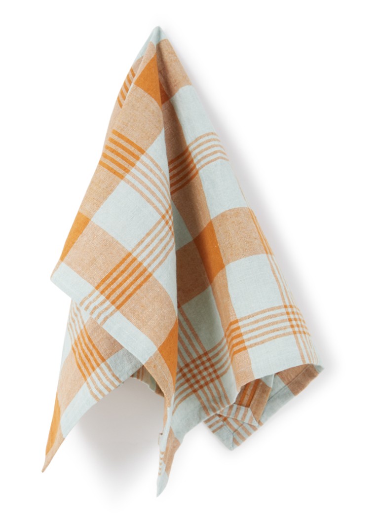HKliving Vida theedoek in linnenblend 50 x 70 cm Oranjebruin - Deal