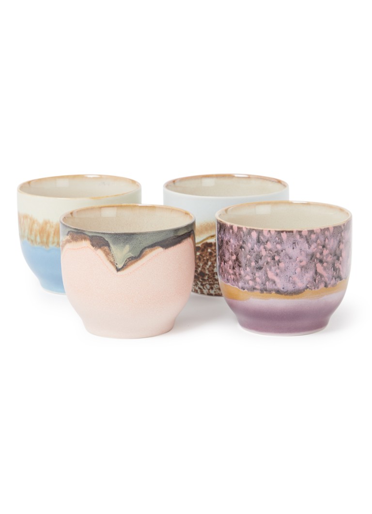 HKliving Lagoon Café kopje 25cl set van 4 Multicolor - Deal