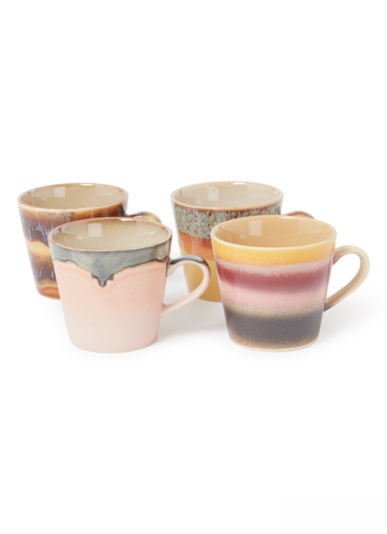 HKliving 70's Vista kop 30 cl set van 4 Multicolor - Deal