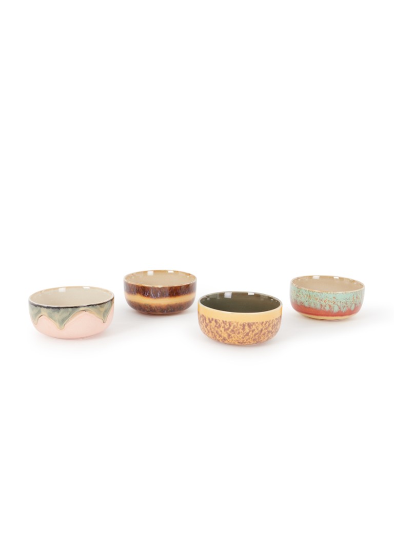 HKliving Kom 12,5 cm set van 4 Bruin - Deal