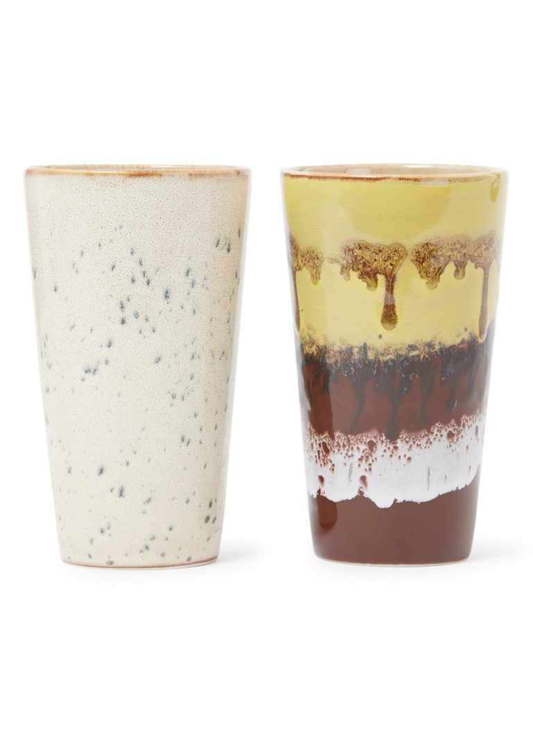 HKliving Brine Latte koffiekopje 30 cl set van 2 Multicolor - Deal