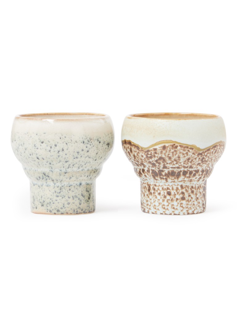 HKliving Coral Lungo koffiekopje 24 cl set van 2 Khaki - Deal