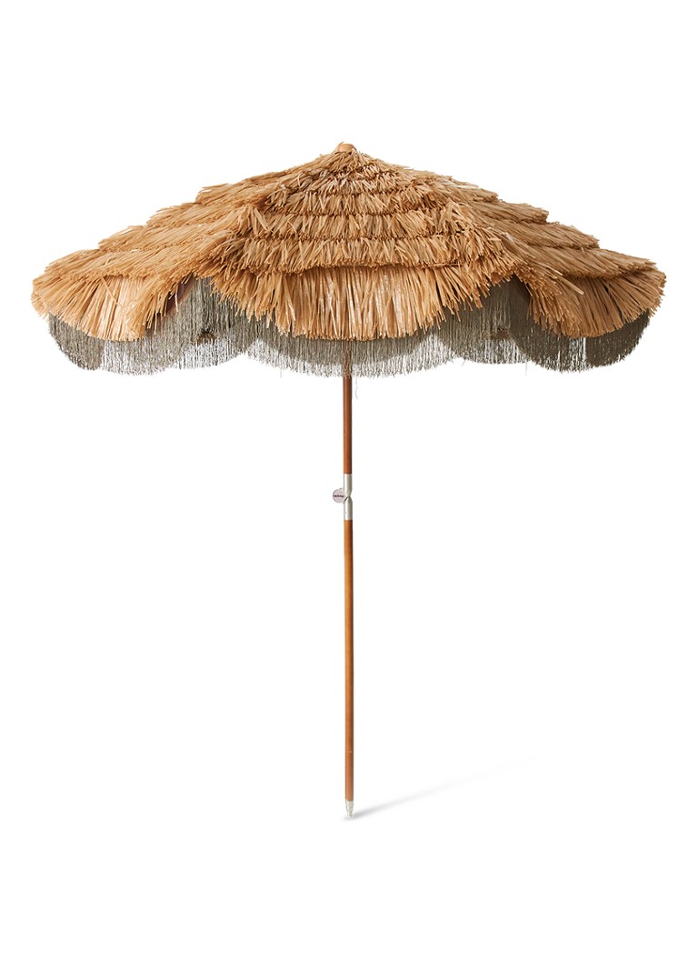 HKliving Serengeti strand parasol met raffia 230 cm Lichtbruin - Deal