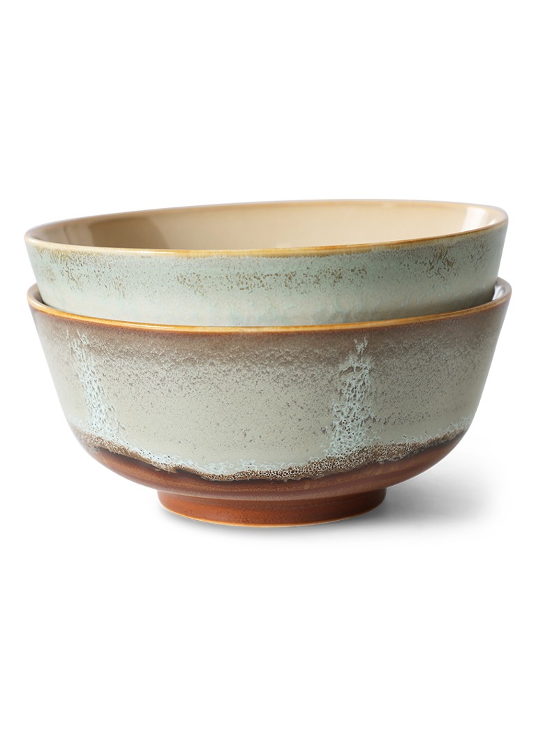 HKliving 70's Verge kom 19 cm set van 2 Lindegroen - Deal