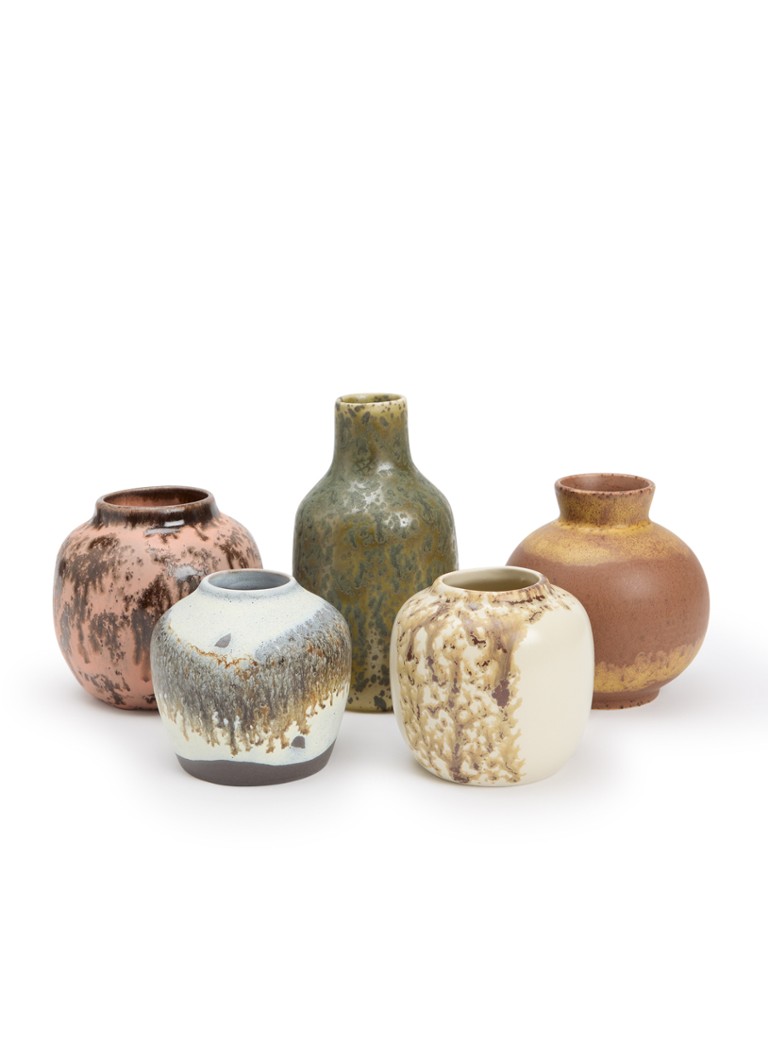 HKliving Pursuit Small vazen set van 5 Bruin - Deal