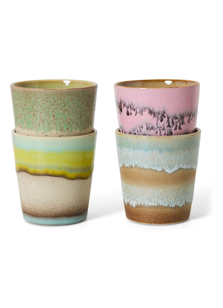 HKliving 70's Pop Art kopje 23 cl set van 4 Beige - Deal