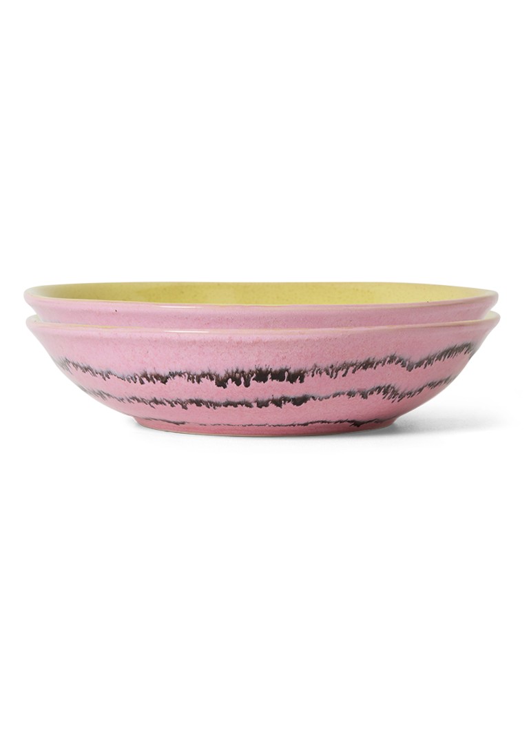 HKliving Diep bord 21 cm set van 2 Roze - Deal