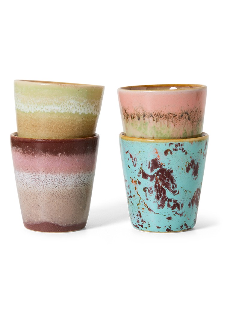 HKliving Futurism ristretto mok set van 4 Roze - Deal