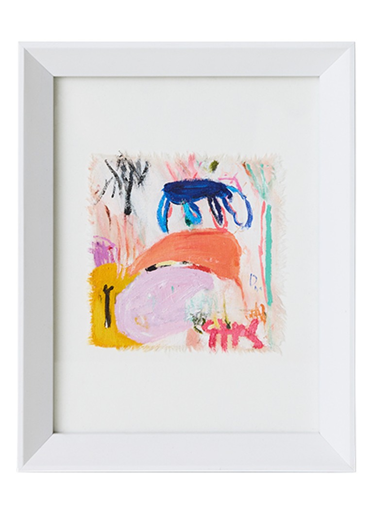 HKliving Abstract Framed, Scrawls wanddecoratie 37,5 x 29,5 cm Wit - Deal