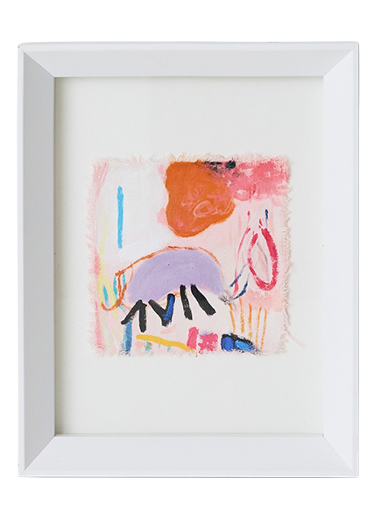 HKliving Abstract Framed, Scribbles wanddecoratie 37,5 x 29,5 cm Wit - Deal