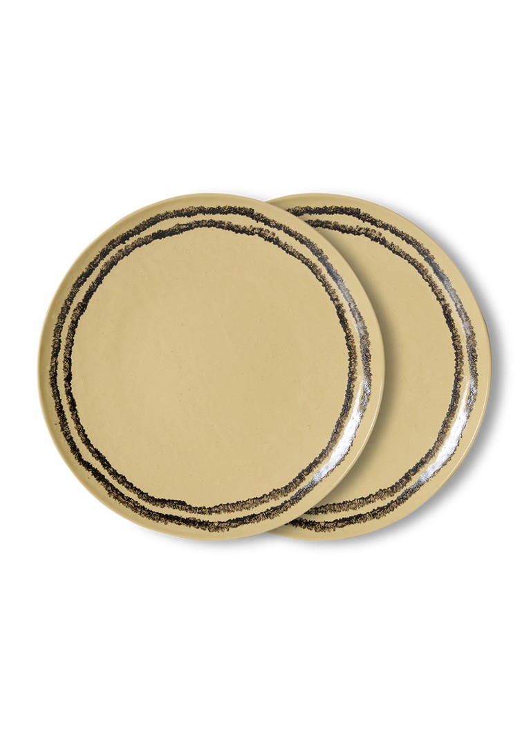 HKliving 70s Ceramics dinerbord 27,5 cm set van 2 Geel - Deal