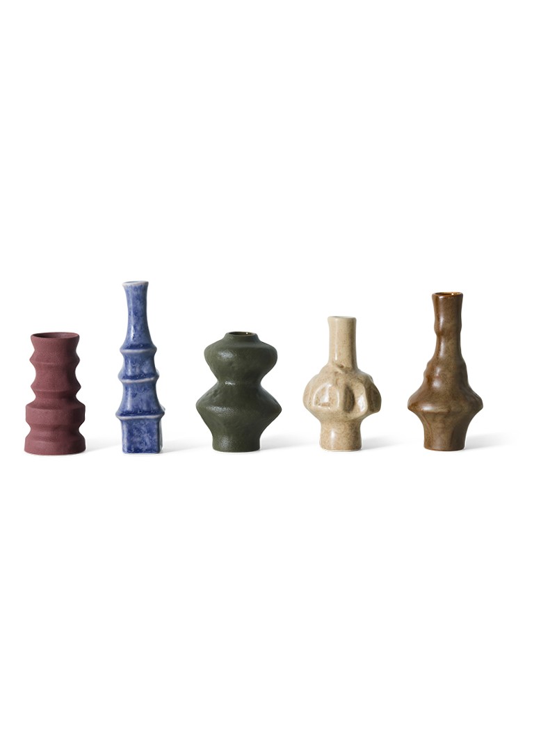 HKliving 70s Ceramics vaas 16,5 cm set van 5 Bruin - Deal