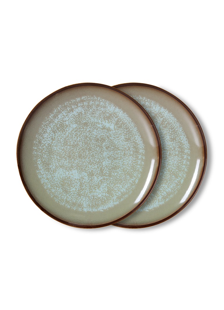 HKliving 70s Ceramics dinerbord 27,5 cm set van 2 Blauw