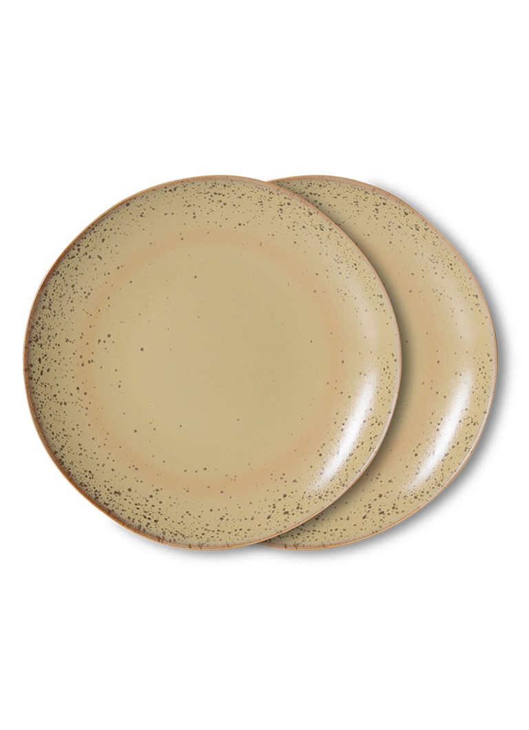 HKliving 70s Ceramics gebaksbordje 17,5 cm set van 2 Zand