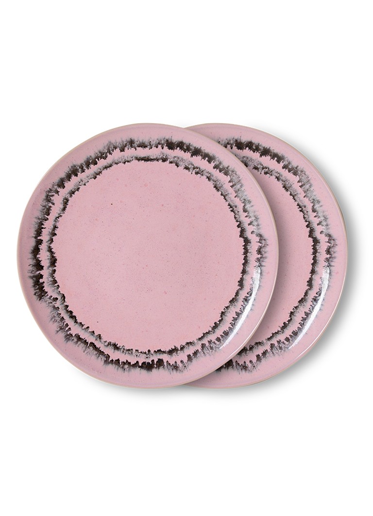 HKliving 70s Ceramics gebaksbordje 17,5 cm set van 2 Roze