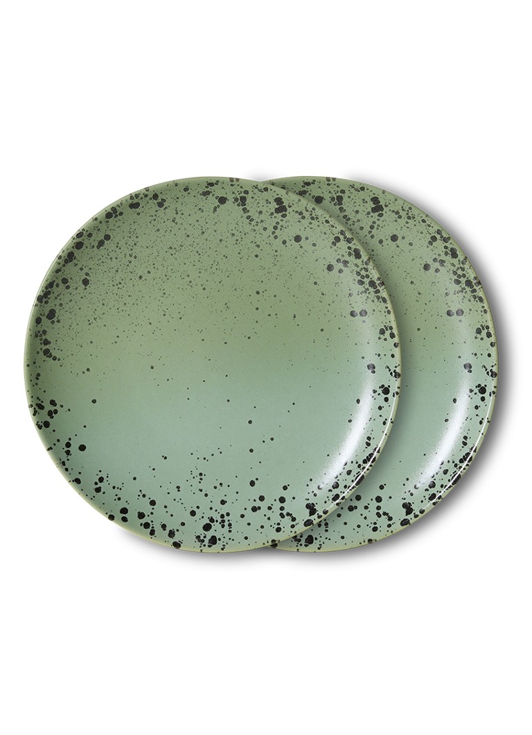 HKliving 70s Ceramics gebaksbordje 17,5 cm set van 2 Groen - Deal