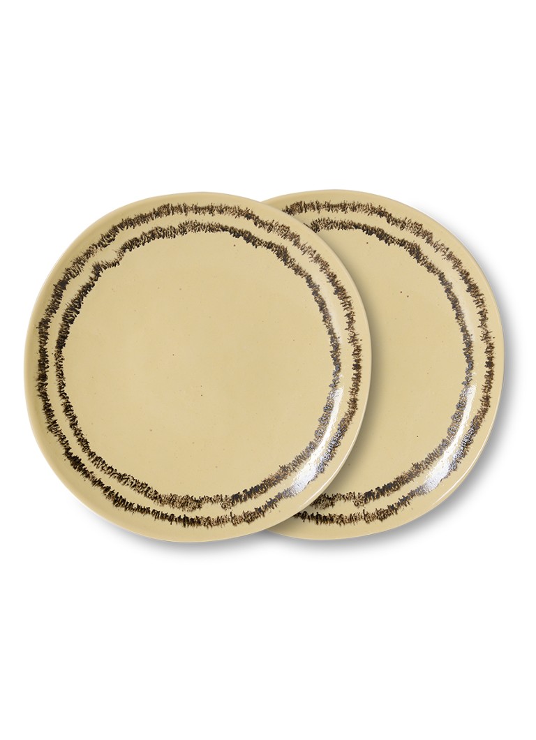 HKliving 70s Ceramics ontbijtbord 22 cm set van 2 Geel