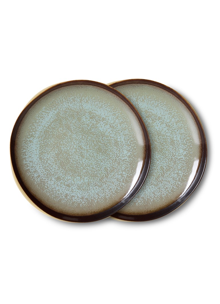 HKliving 70s Ceramics: ontbijtbord 22 cm set van 2 Blauw