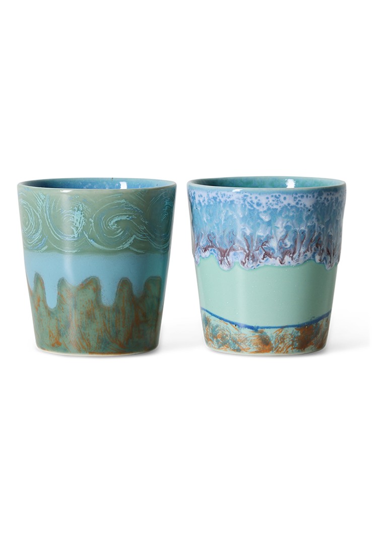 HKliving 70s Ceramics Van Gogh mok set van 2 Blauw - Deal