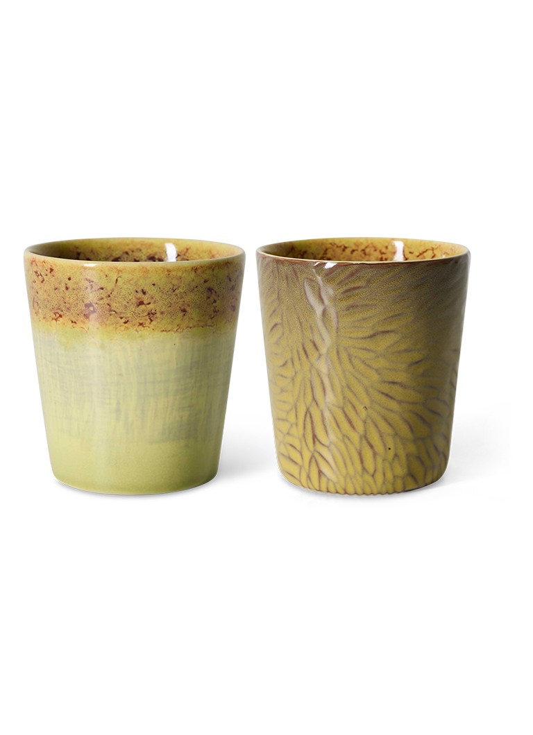 HKliving 70s Ceramics Van Gogh mok set van 2 Geel - Deal