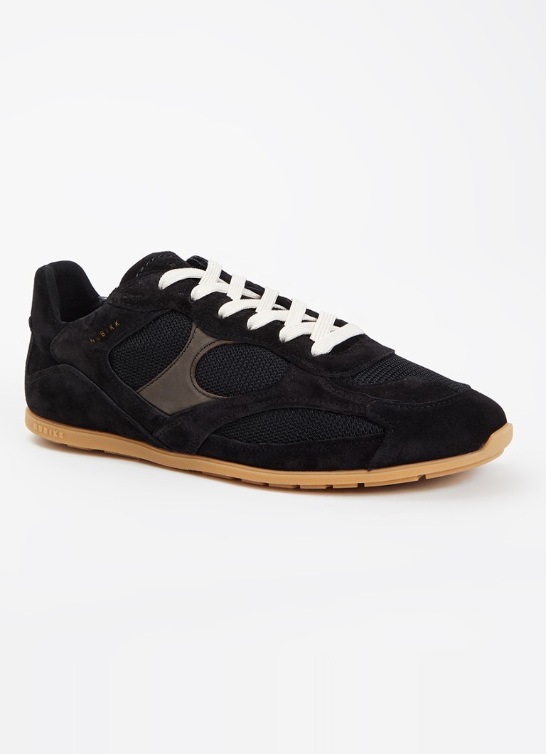 Nubikk Heren Riley Morgan sneaker van suède met mesh details in de kleur Zwart, maat: 46