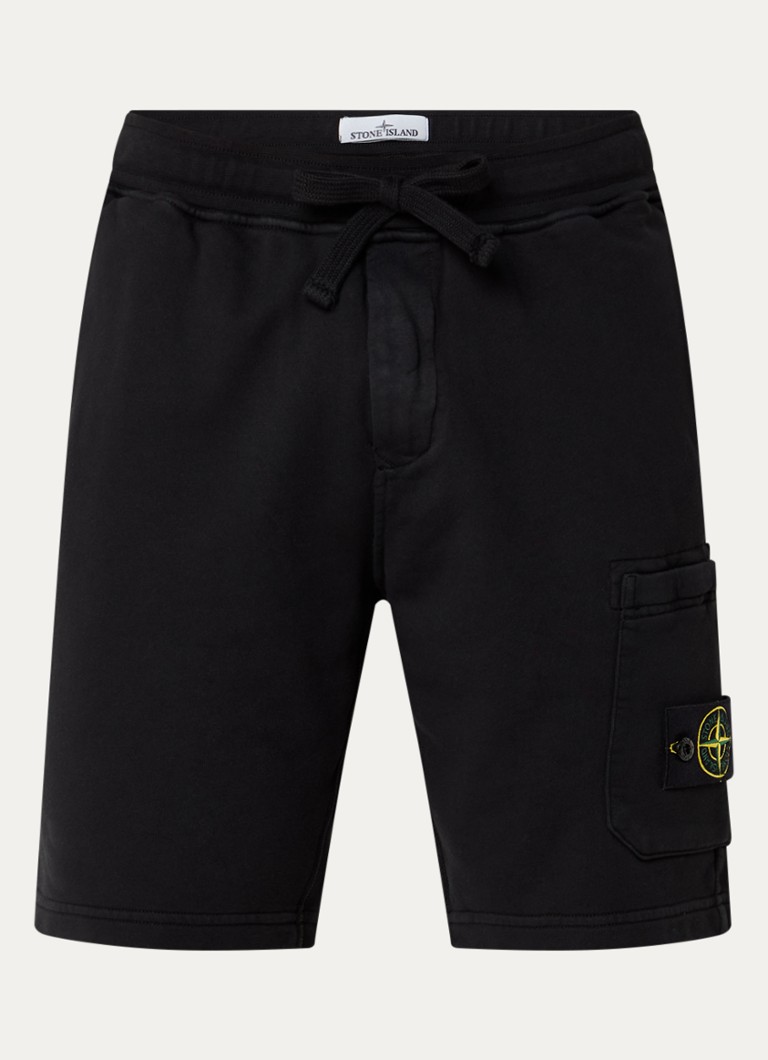 Stone Island Heren S0051 straight fit korte joggingbroek met logo in de kleur Zwart, maat: L