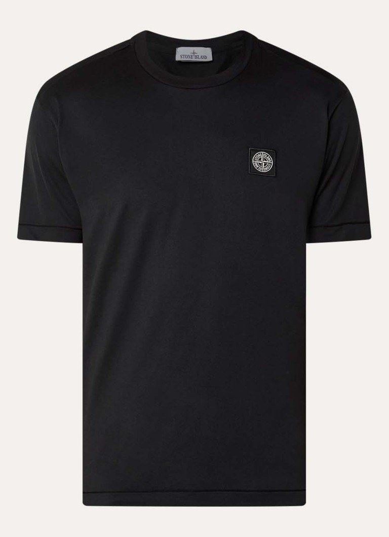 Stone Island Heren 11002 T-shirt met logo in de kleur Zwart, maat: L