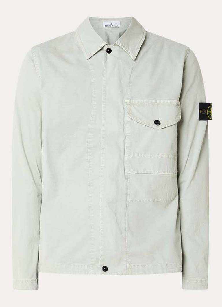 Stone Island Heren S0004 overshirt met borstzak en logo in de kleur Lindegroen, maat: L