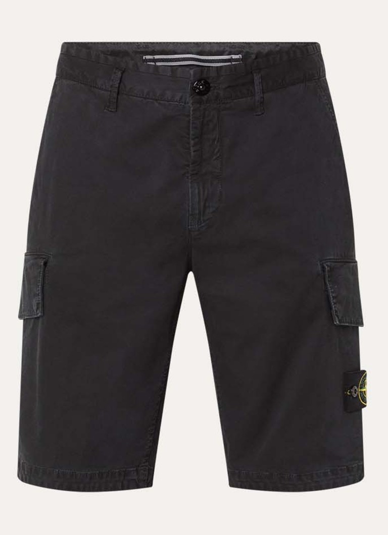 Stone Island Heren S0004 Straight fit korte cargobroek met logo in de kleur Zwart, maat: 31