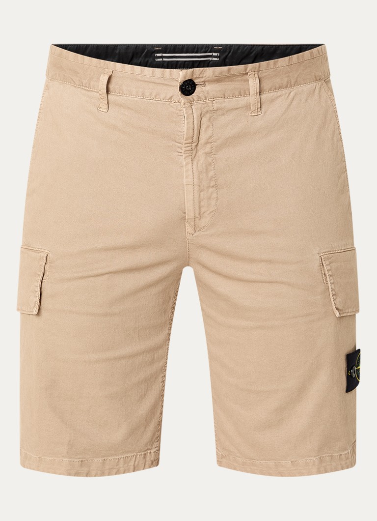 Stone Island Heren S0004 Straight fit korte cargobroek met logo in de kleur Donkerbeige, maat: 34