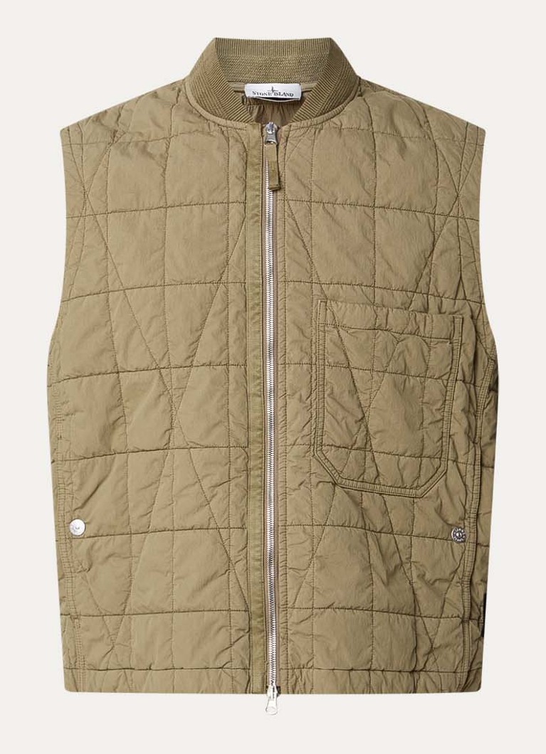 Stone Island Heren S0300 bodywarmer met quilt patroon en steekzakken in de kleur Mosgroen, maat: M