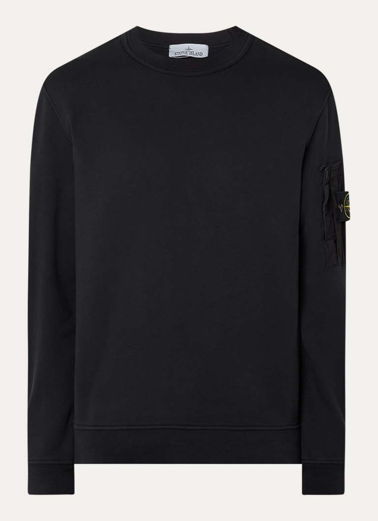 Stone Island Heren S0410 sweater met opgestikte zak en logoborduring in de kleur Zwart, maat: S