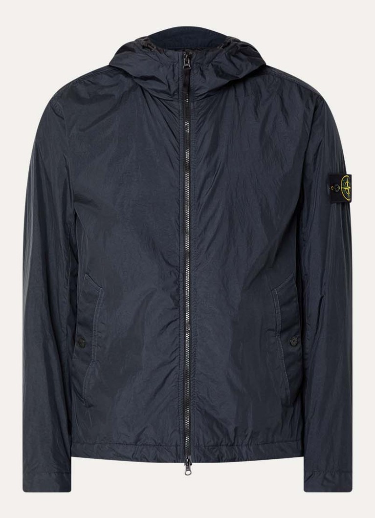 Stone Island Heren S0A23 Jack met capuchon en logo in de kleur Donkerblauw, maat: XS