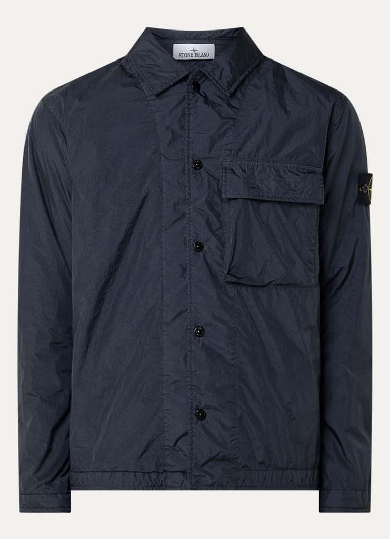 Stone Island Heren 77087 jack met borstzak en logo in de kleur Donkerblauw, maat: M