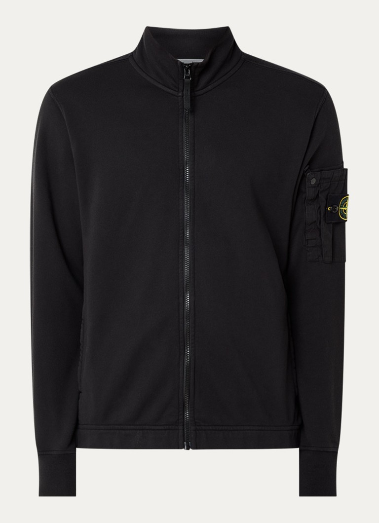 Stone Island Heren S0410 sweater met opgestikte zak en logoborduring in de kleur Zwart, maat: L