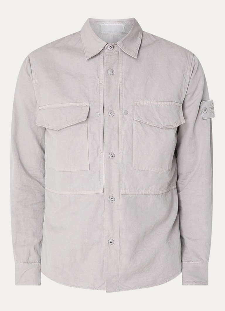 Stone Island Heren S0F36 overshirt met borstzakken en logo in de kleur Grijs, maat: M