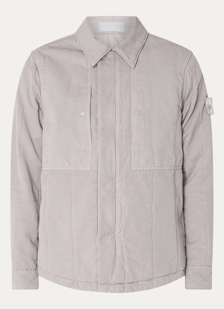 Stone Island Heren S0F34 jack met quilt patroon en logo in de kleur Grijs, maat: S