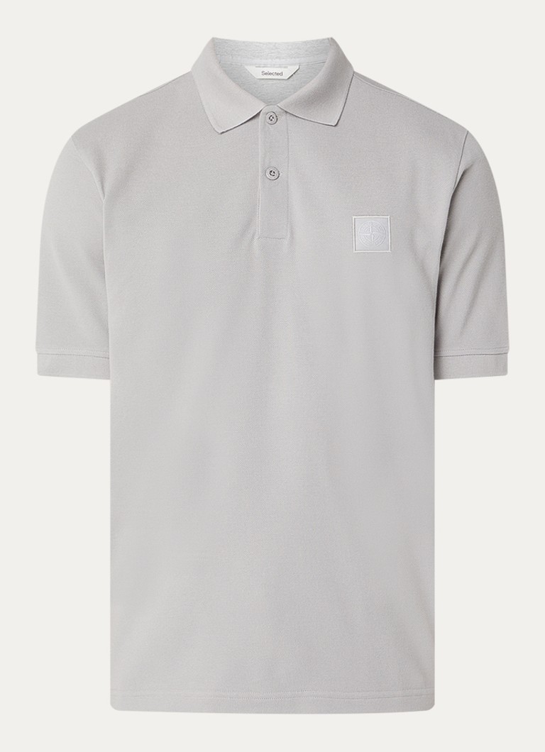 Stone Island Heren S0F39 polo van piqué katoen met logoborduring in de kleur Grijs, maat: M